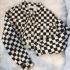 Checkered cropped jacket